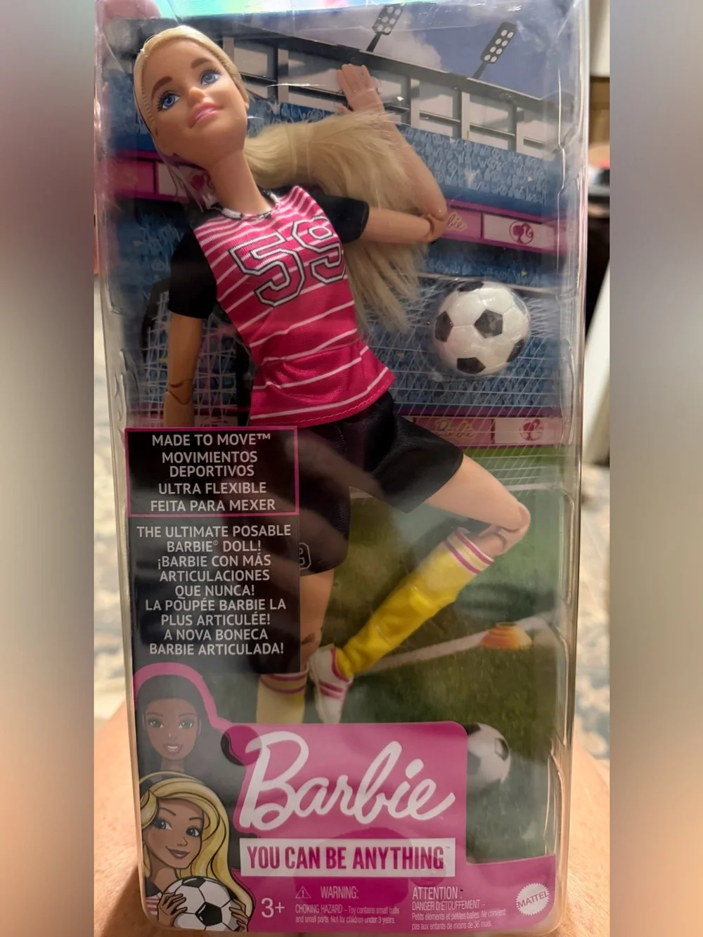 2016 Posable Soccer Barbie Pink- NIB